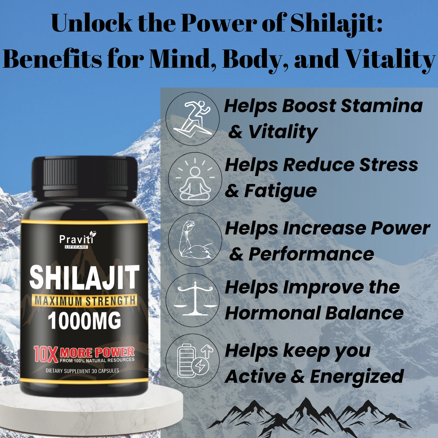Praviti Life Care Shilajit Gold Capsules 1000mg with Contains of 24K Gold, Ashwagandha, Safed Musli, Kaunch Beej & Gorkhru | Boosts Immunity Strength & Stamina in 4 Weeks | 100% Ayurvedic