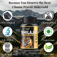 Praviti Life Care Shilajit Gold 30 Capsules | Contains of Ashwagandha, Gokshura, Swarna Bhasma | Helps in boosting Strength, Stamina and Power | Ayurvedic Medicine For Women & Men