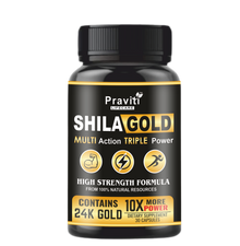 Praviti's Shilajeet Gold Capsules | 100% Pure Himalayan Shilajit + 24 Carat Gold | Restores Vigor and Vitality | Boosts Stamina and Performance