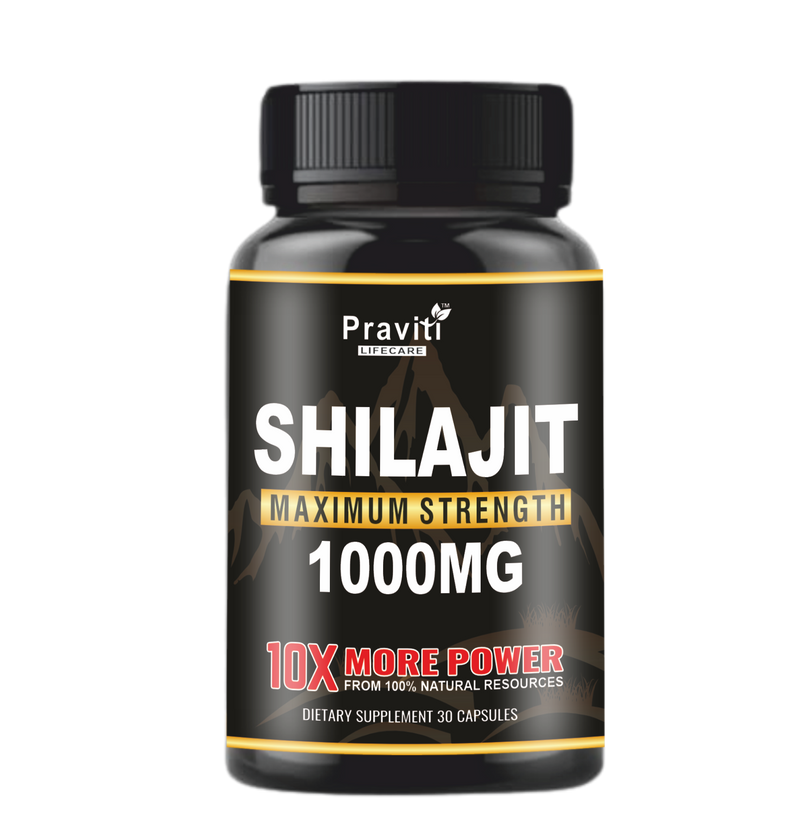 Praviti Life Care Shilajit Gold Capsules 1000mg with Contains of 24K Gold, Ashwagandha, Safed Musli, Kaunch Beej & Gorkhru | Boosts Immunity Strength & Stamina in 4 Weeks | 100% Ayurvedic