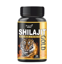 Praviti Life Care Shilajit Gold 30 Capsules | Contains of Ashwagandha, Gokshura, Swarna Bhasma | Helps in boosting Strength, Stamina and Power | Ayurvedic Medicine For Women & Men